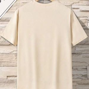 Erkek Yuvarlak Yaka Kısa Kollu Figür Baskılı Minimalist Tişört, Günlük Giyim
