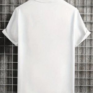 Erkek Yuvarlak Yaka Kısa Kollu Günlük Tişört, Düz Renk Minimalist Stil, Günlük Giyim, İlkbaha