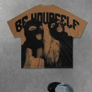 Erkek Yuvarlak Yaka Mektup Baskılı Kısa Kollu Rahat Hiphop Tişört, Grafi