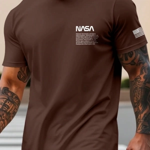 Erkek Yuvarlak Yaka Slogan Baskılı Tişört