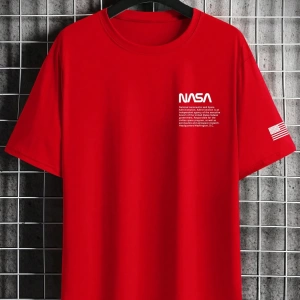 Erkek Yuvarlak Yaka Slogan Baskılı Tişört