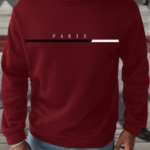 Erkek Yuvarlak Yaka Uzun Kollu Harf Baskılı Minimal Tasarım Sweatshirt, Günlü