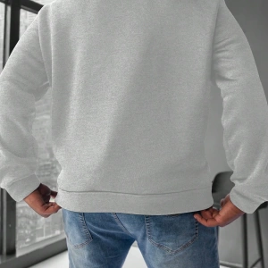 Erkek Yuvarlak Yaka Uzun Kollu Harf Baskılı Minimal Tasarım Sweatshirt, Günlü