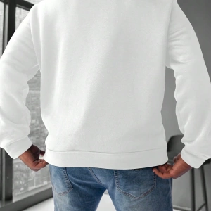 Erkek Yuvarlak Yaka Uzun Kollu Harf Baskılı Minimal Tasarım Sweatshirt, Günlü