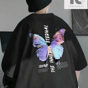 Erkek Yuvarlak Yaka Yazılı Baskılı Tişört