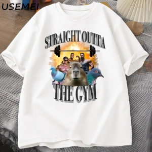 Erkekler için düz spor T Shirt dışında Capybara T Shirt egzersiz pamuk kısa kollu Tshirt Unis 3071