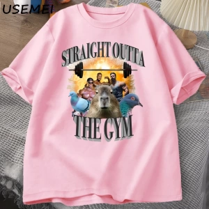Erkekler için düz spor T Shirt dışında Capybara T Shirt egzersiz pamuk kısa kollu Tshirt Unis 3071