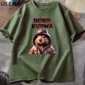 Erkekler T-Shirt adam Bober Bóbr Beaver Boberek T-Shirt pamuk karikatür grafik T Shirt Unisex
