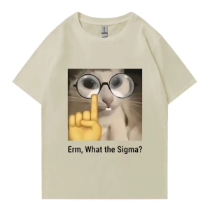 Erm, What The Sigma? Meme Funny T-Shirts Silly Cat Humor Print T Shirt Men Women Cute vintage
