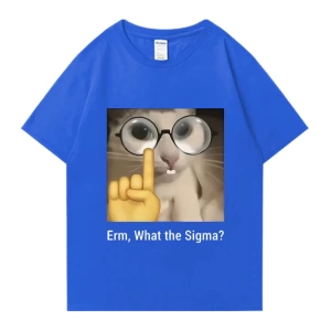 Erm, What The Sigma? Meme Funny T-Shirts Silly Cat Humor Print T Shirt Men Women Cute vintage