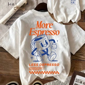 Espresso Kahve Kulübü Grafik Kısa Kollu Yuvarlak Yaka Rahat Tişört Kadınlar İçin