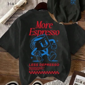 Espresso Kahve Kulübü Grafik Kısa Kollu Yuvarlak Yaka Rahat Tişört Kadınlar İçin