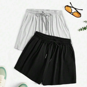 Essnce 2pcs Drawstring Waist Track Şort