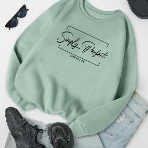 Essnce Yazılı Grafik Termal Astarlı Sweat Yeşil