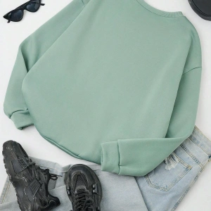 Essnce Yazılı Grafik Termal Astarlı Sweat Yeşil