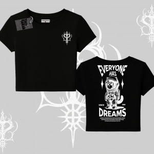 Everyone Has Dreams Yazılı Astronot Kedi Arka Baskılı Babby Tee Tshirt