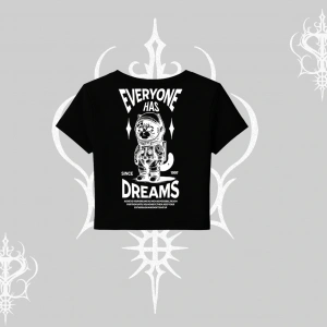 Everyone Has Dreams Yazılı Astronot Kedi Arka Baskılı Babby Tee Tshirt