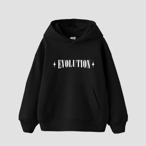 Evolution Baskılı Oversize Unisex Kapüşonlu Beyaz