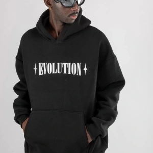 Evolution Baskılı Oversize Unisex Kapüşonlu Beyaz