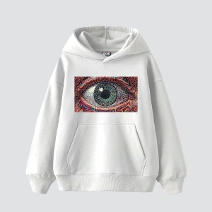 Eye Hallucination Baskılı Oversize Unisex Beyaz