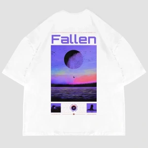 Fallen Sırt Baskılı Oversize Unisex Beyaz