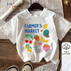 FARMERS MARKET Baskılı Yazlık Bayan %100 Pamuklu Kısa Kollu, Günlük Kadın Giyim, Günlük Yazl