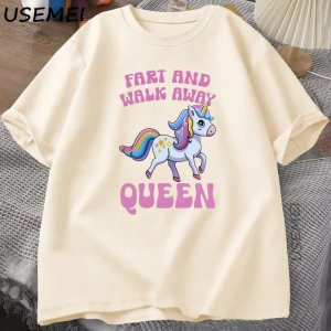 Fart and Walk Away Funny Unicorn T-shirt Casual Cotton Top for Men & Women Summer Fashion Sho 3004