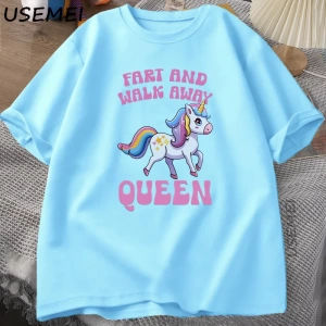 Fart and Walk Away Funny Unicorn T-shirt Casual Cotton Top for Men & Women Summer Fashion Sho 3004
