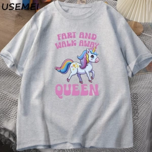 Fart and Walk Away Funny Unicorn T-shirt Casual Cotton Top for Men & Women Summer Fashion Sho 3004