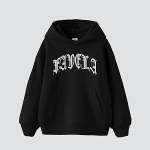 Favela Taş Baskılı Oversize Unisex Siyah
