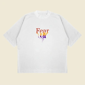 Fear Baskılı Oversize Unisex Pamuklu Nefes Alan Kalın Kumaşlı