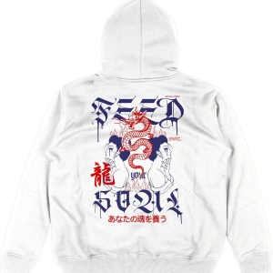 Feed Soul Beyaz Oversize Unisex Kapüşonlu Sweatshirt Hoodie