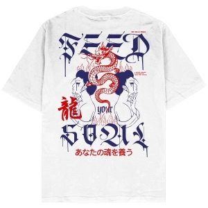 Feed Soul Beyaz Oversize Unisex T-shirt