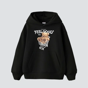 Feel Good Baskılı Oversize Unisex Siyah