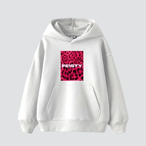 Feisty Baskılı Oversize Unisex Beyaz