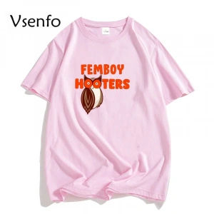Femboy Hooters orijinal baykuş T Shirt erkekler kadınlar için rahat kısa kollu karikatür graf 2937