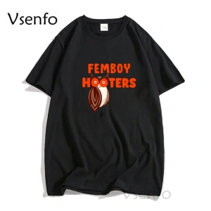 Femboy Hooters orijinal baykuş T Shirt erkekler kadınlar için rahat kısa kollu karikatür graf 2937