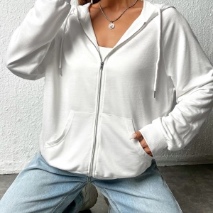 Fermuarlı Raglan Kollu Bağcıklı Kapüşonlu, Uzun Kollu Üstler Model 5143