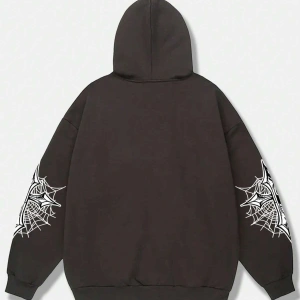 Fermuarlı Sweatshirt Goth Guys Letter Graphic Gri