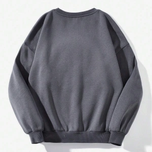 Figür Grafikli Düşük Omuzlu Termal Sweat Gri