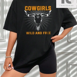 Figür ve Slogan Grafikli Düşük Omuzlu Tişört