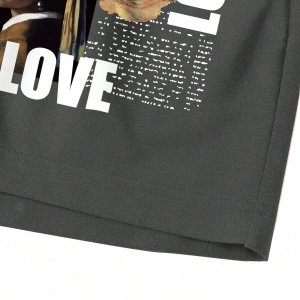 Figure and Slogan Graphic Drawstring Waist Track Şort