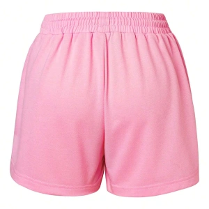 Figure & Letter Graphic Drawstring Waist Şort