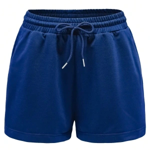 Figure & Letter Graphic Drawstring Waist Şort