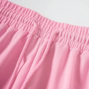 Figure & Letter Graphic Drawstring Waist Şort