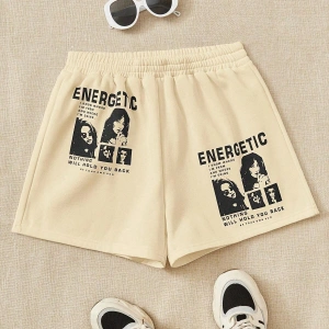 Figure & Slogan Graphic Şort