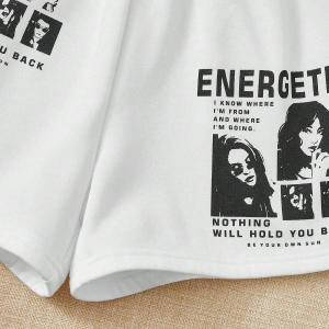 Figure & Slogan Graphic Şort