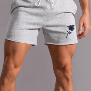 Fit Erkek Çiçek Desenli Bağcıklı Bel Şort Sweat Grafik Düz Spor