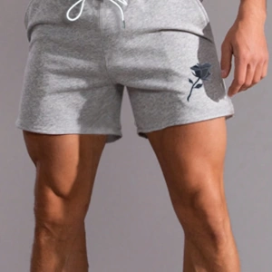 Fit Erkek Çiçek Desenli Bağcıklı Bel Şort Sweat Grafik Düz Spor