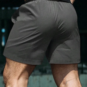 Fit Erkek Harfli Grafik Bağcıklı Bel Jogger Şort Düz Ordu Yeşili
